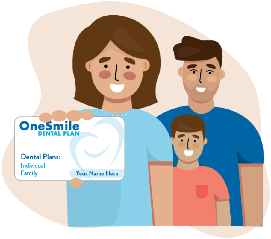 Family Holding OneSmile Dental Plan Card Illustration