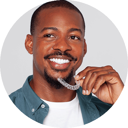 Man with Clear Aligners in Circle